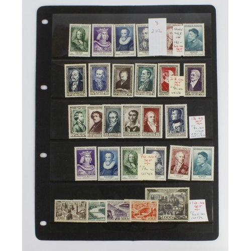 116 - France range on hagner sheet, with better Charity sets, and Air set mint, PTS @ £280+. (29)