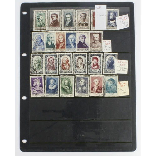 118 - France range on hagner sheet, with selection of better used Charity sets, PTS @ £160. (24)