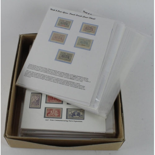 121 - French Colonies exhibition collection on approx 100 well written up pages, with many Colonies repres... 