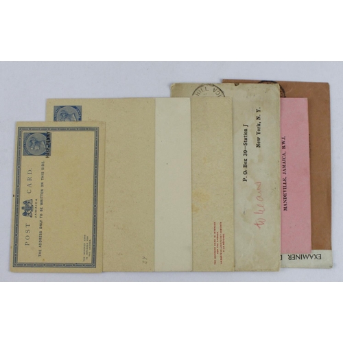 136 - Jamaica 1880-1955 postal history inc few early QV & GV postal stationery postcards, 1930 cover with ... 