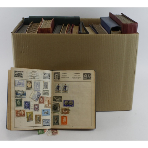 142 - Large and very heavy box of World material in various albums / stockbooks, and two one country volum... 