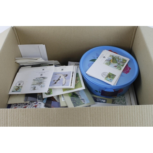 146 - Large box of loose stamps (1000's) stockbooks well filled, various other material.  (Buyer collects)