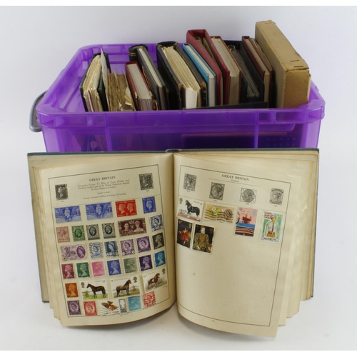 152 - Large purple crate packed with various binders and stockbooks, all World mix, mint & used, plus a fe... 