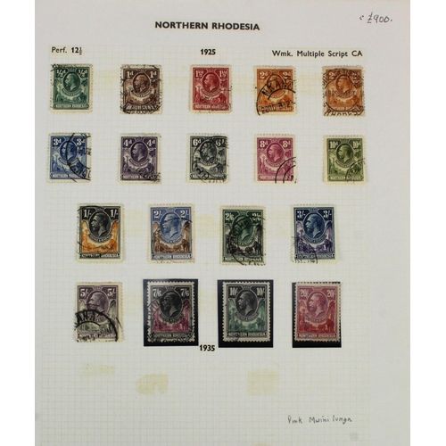 162 - Northern Rhodesia GV 1925 used range on album page, with stamps to 20/-, cat £900 approx   (18)