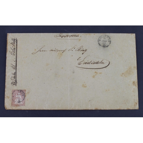 187 - Switzerland postal history - cover Wollerau to Einsiedein 1861, with 15c pink SG49 with Wollerau cds... 