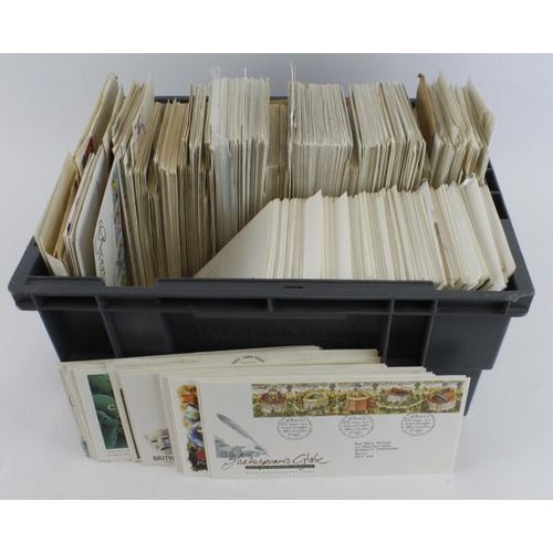 226 - Grey crate packed with a range of GB FDC's, from mid 1960's to c2012. Many Bureau cancels including ... 