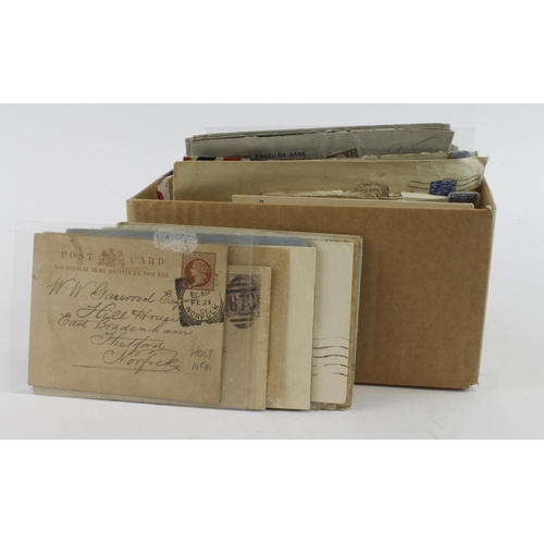 236 - Small box of Postal History / Commercial Mail covers, nearly 50% GB including several 1d Red Plates,... 