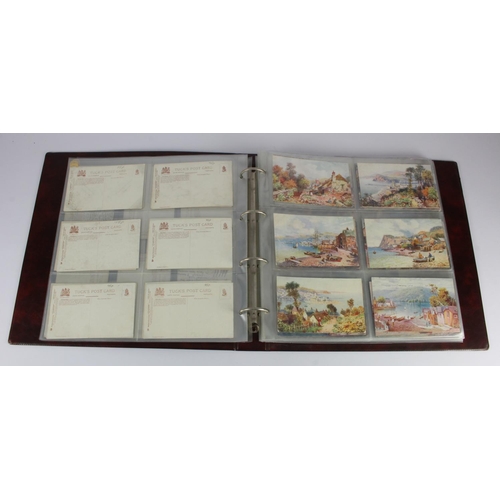 308 - Large brown album containing original collection of topographical cards by artist H B Wimbush (appro... 