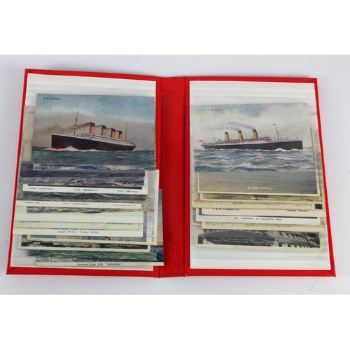 370 - Shipping, original selection in red flip album, liners (including Olympic) merchant, paddle steamers... 