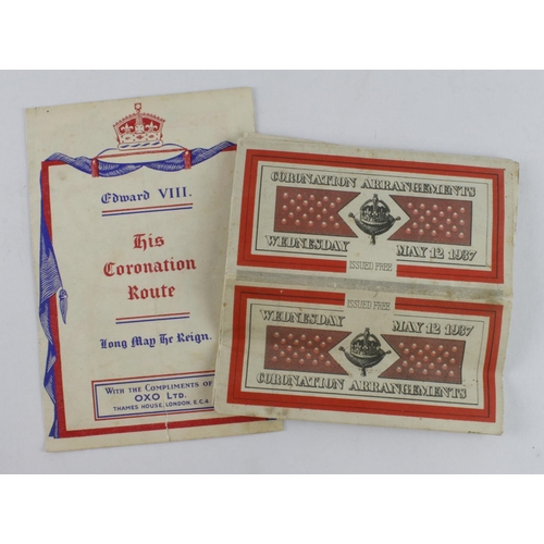 462 - Edward VIII Coronation. A leaflet with route map published Oxo Ltd 