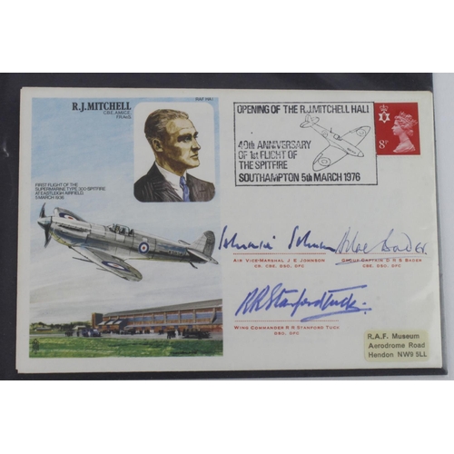 467 - Autographs - RAF 1976 multi signed cover, Johnnie Johnson, Douglas Bader and Stanford Tuck.