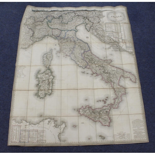 480 - Italy Interest. A large engraved hand coloured folding map 'Carta Fisica, Statistica e Postale, Dell... 