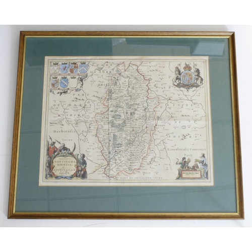 481 - Jansson (Jan). Engraved hand-coloured map 'Comitatus Nottinghamiensis sive Nottinghamshire', circa 1... 