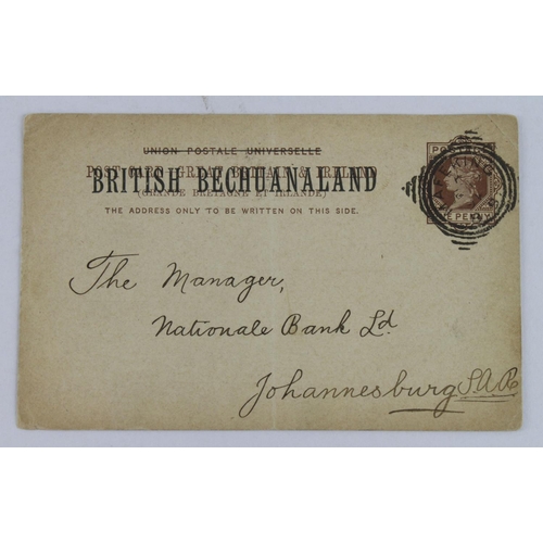 74 - Bechuanaland 1894 - 1d brown on buff QV postal stationery card of GB with large 'BRITISH BECHUANALAN... 