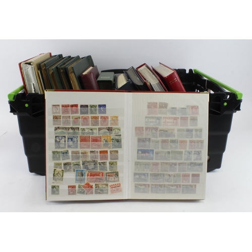 88 - British Commonwealth range in large plastic crate, many stockbooks / albums and binder. Noted 2x sto... 