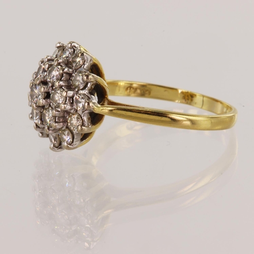 184 - 18ct yellow gold diamond double cluster ring, TDW approx 1.14ct, estimated colour approx I-J, estima... 