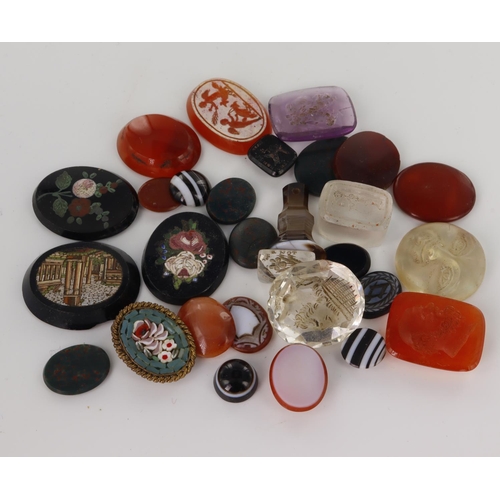 509 - Collection of hard stone seals, majority with engraved monograms, crests and intaglios, some blank. ... 