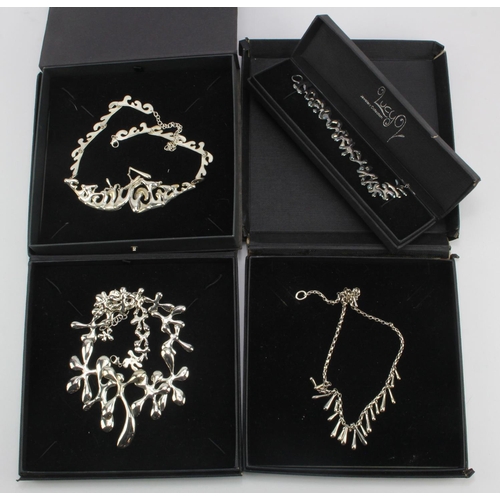 516 - Three silver necklaces and one chain by 