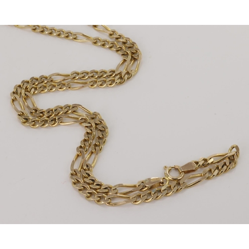 540 - 9ct yellow gold figaro chain, width  4mm, length 60cm, weight 21.1g.