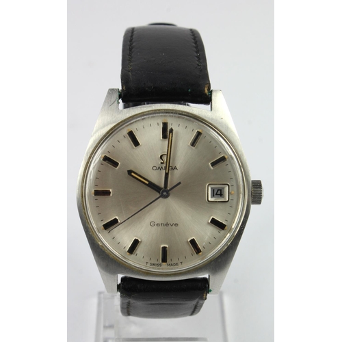 842 - Gents stainless steel cased Omega Geneve automatic wristwatch circa 1970. The silver dial with black... 