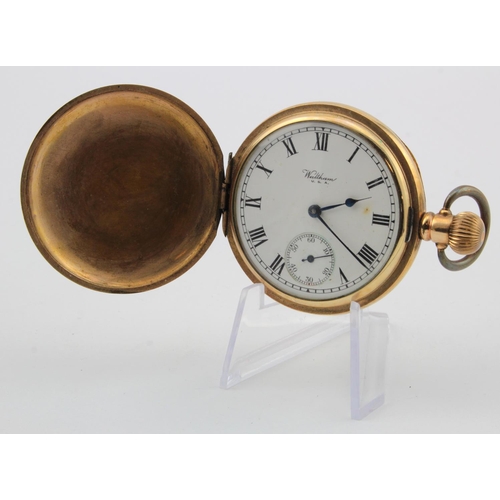 933 - Gents gold plated full hunter pocket watch by Waltham in the Dennison star case (circa 1931) . The w... 