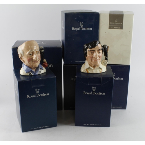 110 - Royal Doulton. Seven boxed Royal Doulton character jugs, including Jack Hobbs, Dickie Bird, W. G. Gr... 