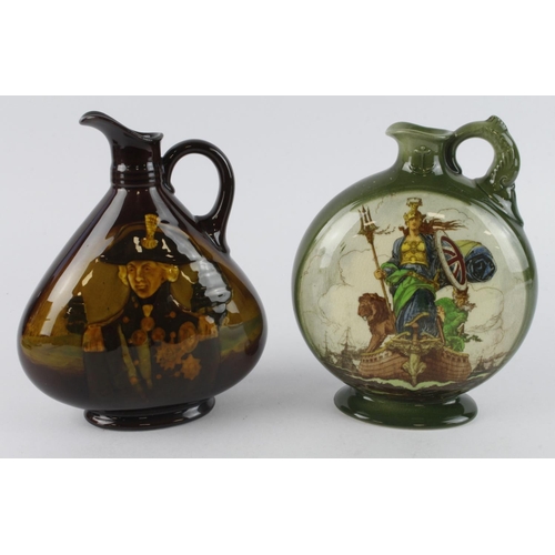 67 - Dewar interest. Two Royal Doulton stoneware Dewar whisky jugs (one depicting Nelson), tallest 19cm a... 