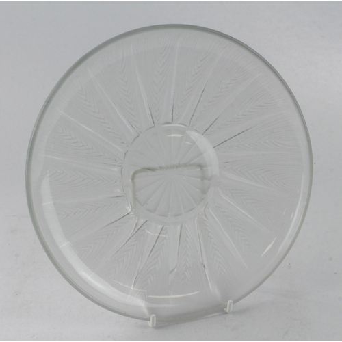 76 - Lalique 'Epis' pattern glass dish, circa 1930s marked 'R. Lalique France' to centre, diameter 19cm a... 