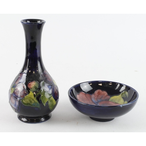 88 - Moorcroft vase and bowl, both with makers paper label to base, vase height 15cm approx.