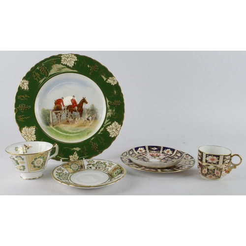 95 - Royal Crown Derby Imari pattern trio, (no. 2451), together with 'Green Derby Panel' cup & saucer, pl... 