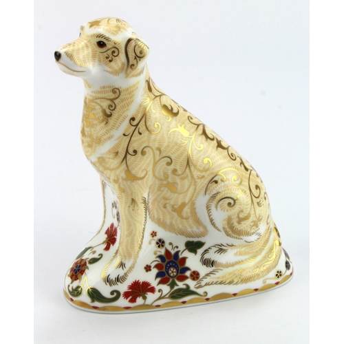 99 - Royal Crown Derby Porcelain 'Labrador' paperweight with gold stopper. Height measures approx 16cm.