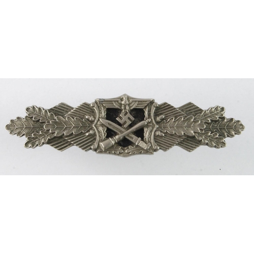 1301 - German WW2 Close Combat Clasp, silver, maker marked to reverse