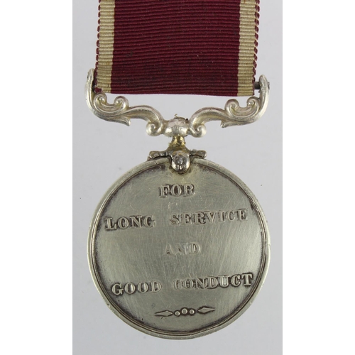 1445 - Army LSGC Medal GV suspender poorly repaired (19730 Gnr M Fitzgerald RGA). With research, born Grang... 