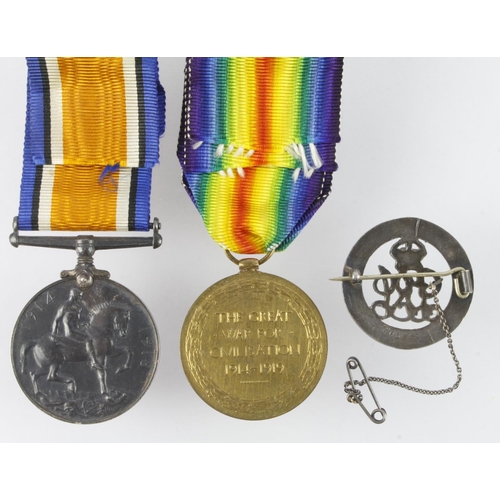 1503 - BWM & Victory Medal (72031 Gnr A Clarkson RA) served with 255 Sge Bty. With Silver War Badge No 2771... 