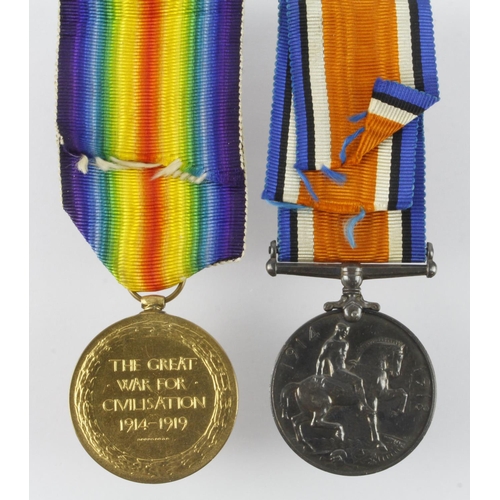 1517 - BWM & Victory Medal to 201173 Pte W Keeling North'D Fus.  (2)