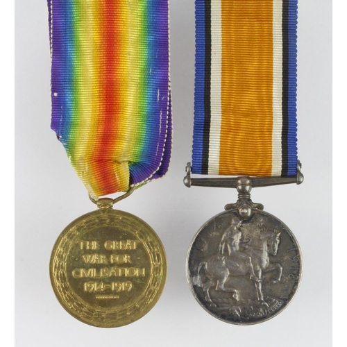 1535 - BWM & Victory Medal to C-12888 Pte E Mason K.R.Rif.C.  Served with 21st Bn.  (2)