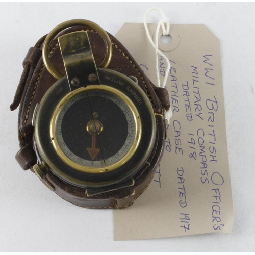 1611 - Great War Prismatic Officers Compass. Back marked 'F - L' and 'No 124504.1918 ^' Brass construction ... 