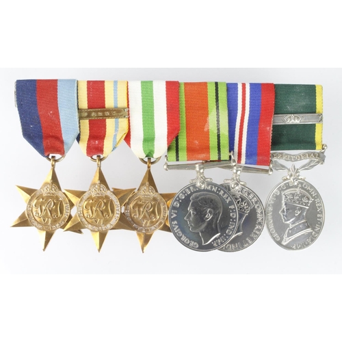 1616 - Group mounted as worn - 1939-45 Star, Africa Star + 1st Army clasp, Italy Star, Defence & War Medal,... 