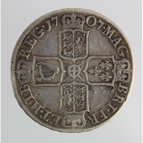 163 - Halfcrown 1707 Septimo plain, Fine.