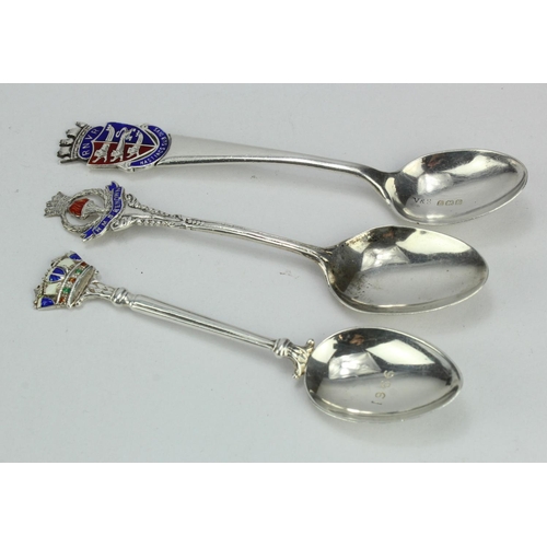 1734 - Naval related silver & enamel spoons (3) includes HMS Renown and RNVR Hastings Sub. Divs - various l... 