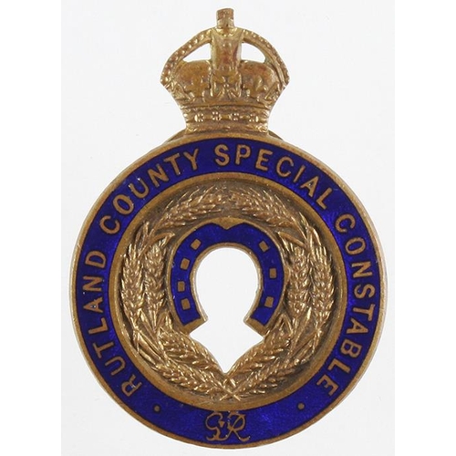 1757 - Police - Rutland County WW2 Special Constable brass & enamel badge (marked GVIR on the front - pre 1... 