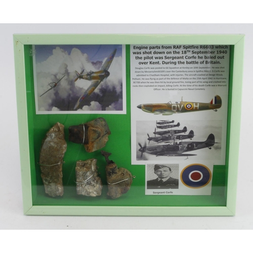 1768 - RAF Battle of Britain aircraft crash relics from a RAF Spitfire R6603 which was shot down by a Germa... 