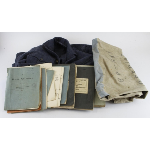 1780 - RAF WW2 1941 airman’s service jacket with RAF kit bag and selection of note books, documents etc.