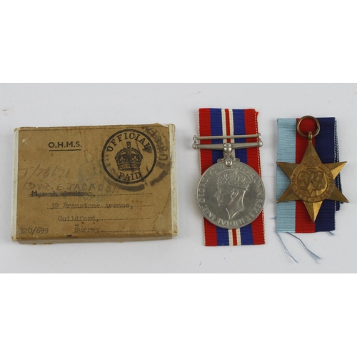 1935 - WW2 Dunkirk POW 1939-45 star and war medals in named box with slip toT/73671 Driver E Jackson RASC P... 