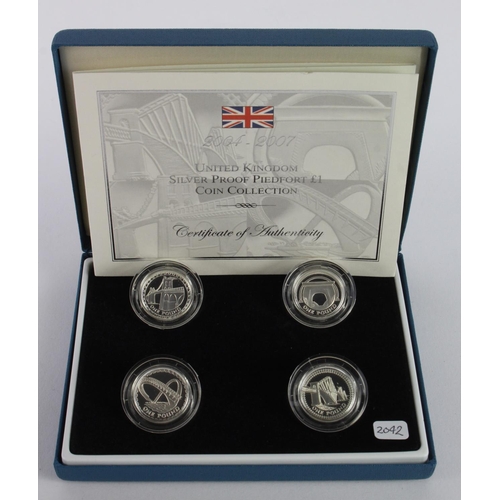 194 - One Pound Silver Proof piedfort four coin set 2004 - 2007 