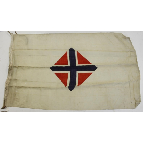 1968 - WW2 original flag 3x4.foot, stamped HQ FLAG on the lanyard. Unusual as it has a small Union Jack to ... 