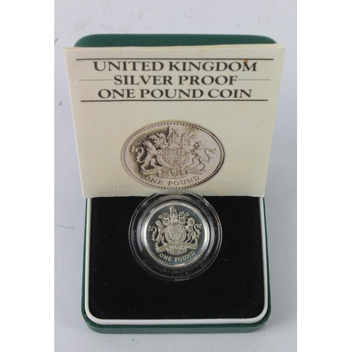 217 - Royal Mint: Silver Proof Piedfort One Pound 1983 aFDC (lightly toned) cased with cert.