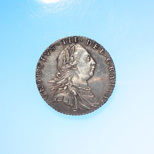 227 - Sixpence 1787 with hearts, toned nEF