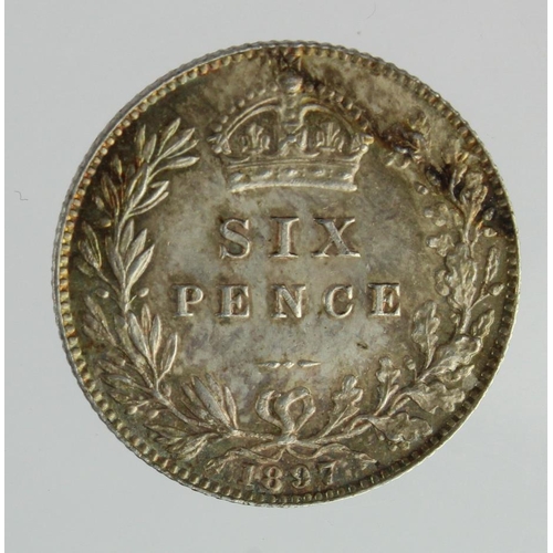 231 - Sixpence 1897 iridesent GEF