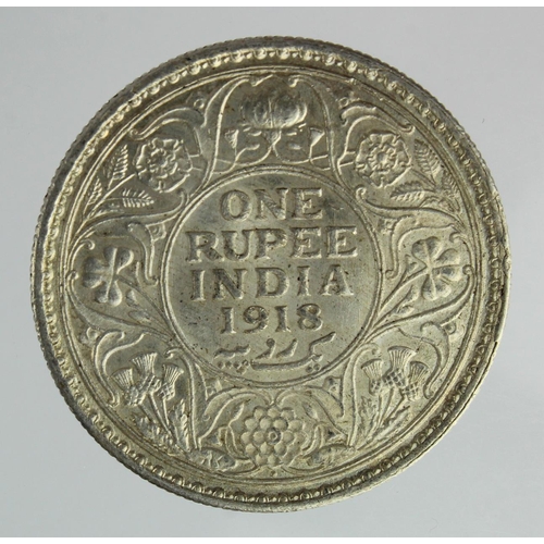 284 - India silver Rupee 1918 EF